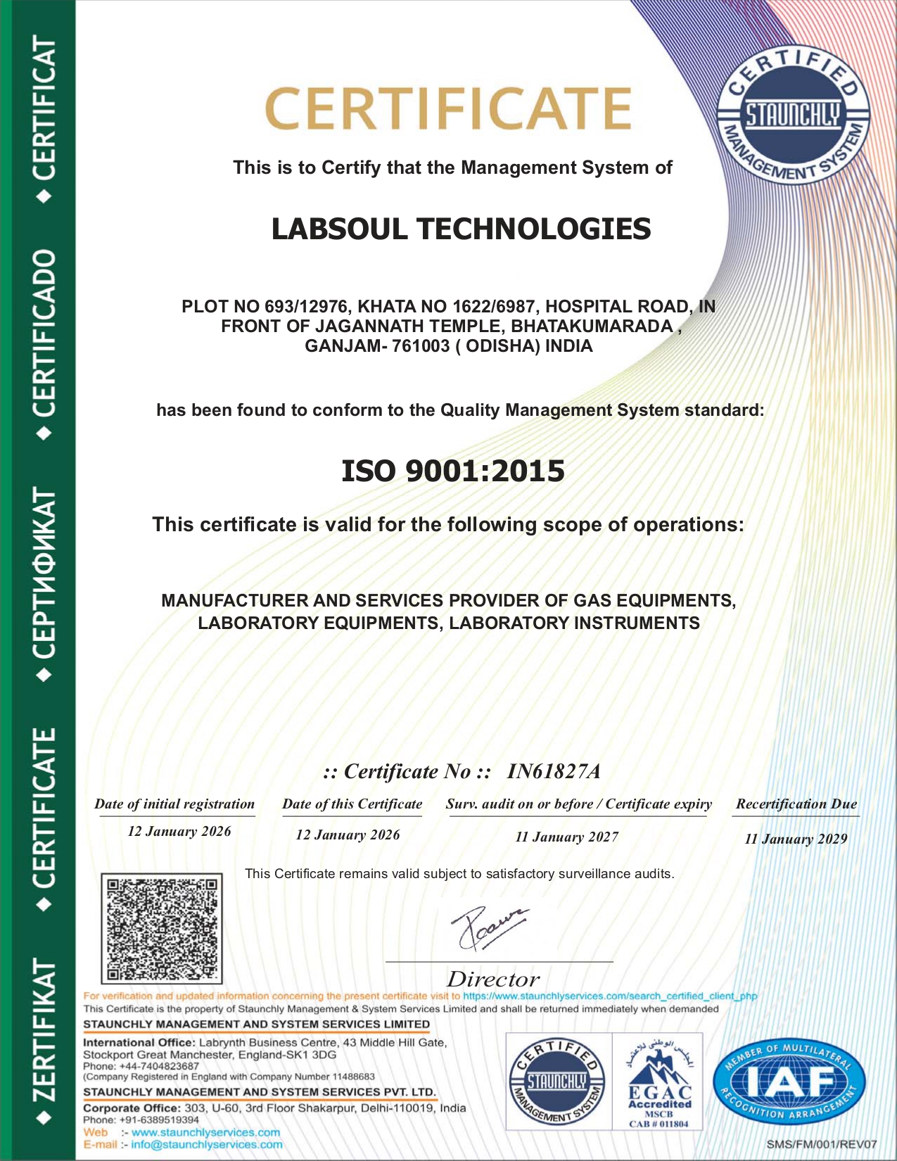 ISO 9001:2015 Certificate